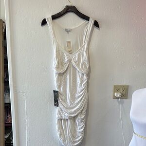 bebe White Ruched Dress